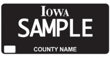 This is a sample of the Iowa black out license plate.