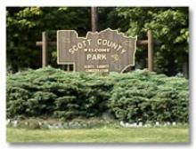 Scott County Park welcome sign.