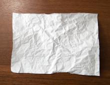 crinkled up piece of paper