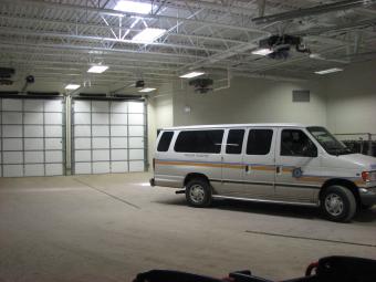 A transport van in the jail sally port.