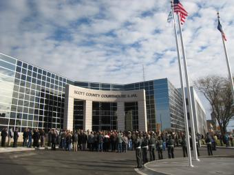 Entrance to the Scott County Courthouse and Jail dedication ceremony.
