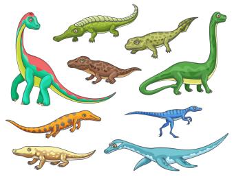 image with multiple dinosaurs