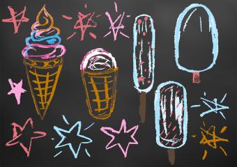 colored ice cream drawn on a chalk board