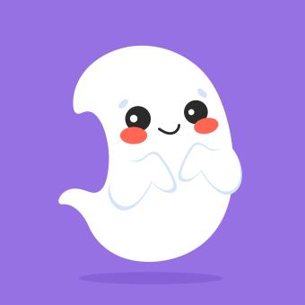 ghost with rosy cheeks with purple background