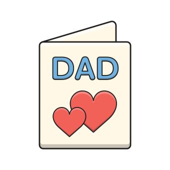 a card with dad and 2 red hearts