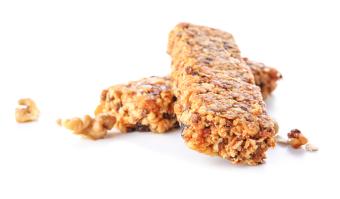 granola bars on white background