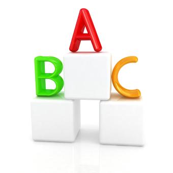 letters A B C with white blocks