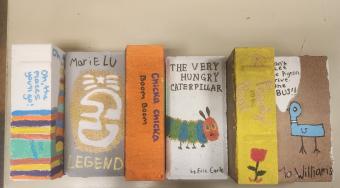 bricks painted as books