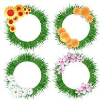 4 grass wreaths with flowers