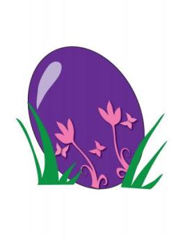 Illustration of a purple Easter egg laying in the grass