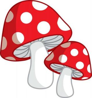Clip Art Illustration Of A Pair Of Red Spotted Toadstools