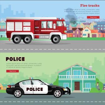 fire truck and police car