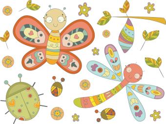 image of insects butterfly, dragonfly