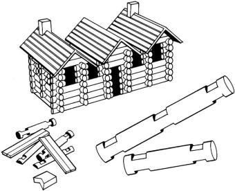 lincoln logs illustration in black and white