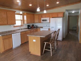 The kitchen area at the Summit Cabin.