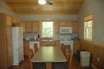 Kitchen view of Ketstrel cabin.