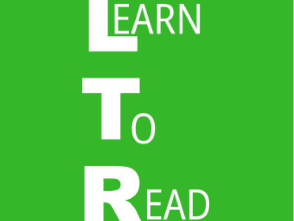 Learn to Read spelled out in white letters on a green background. 